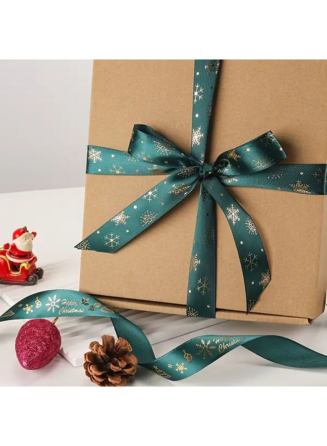 Extra Long Christmas Ribbon 7 2m Roll Red Green Golden Brown For Gift Wrapping - Image 1